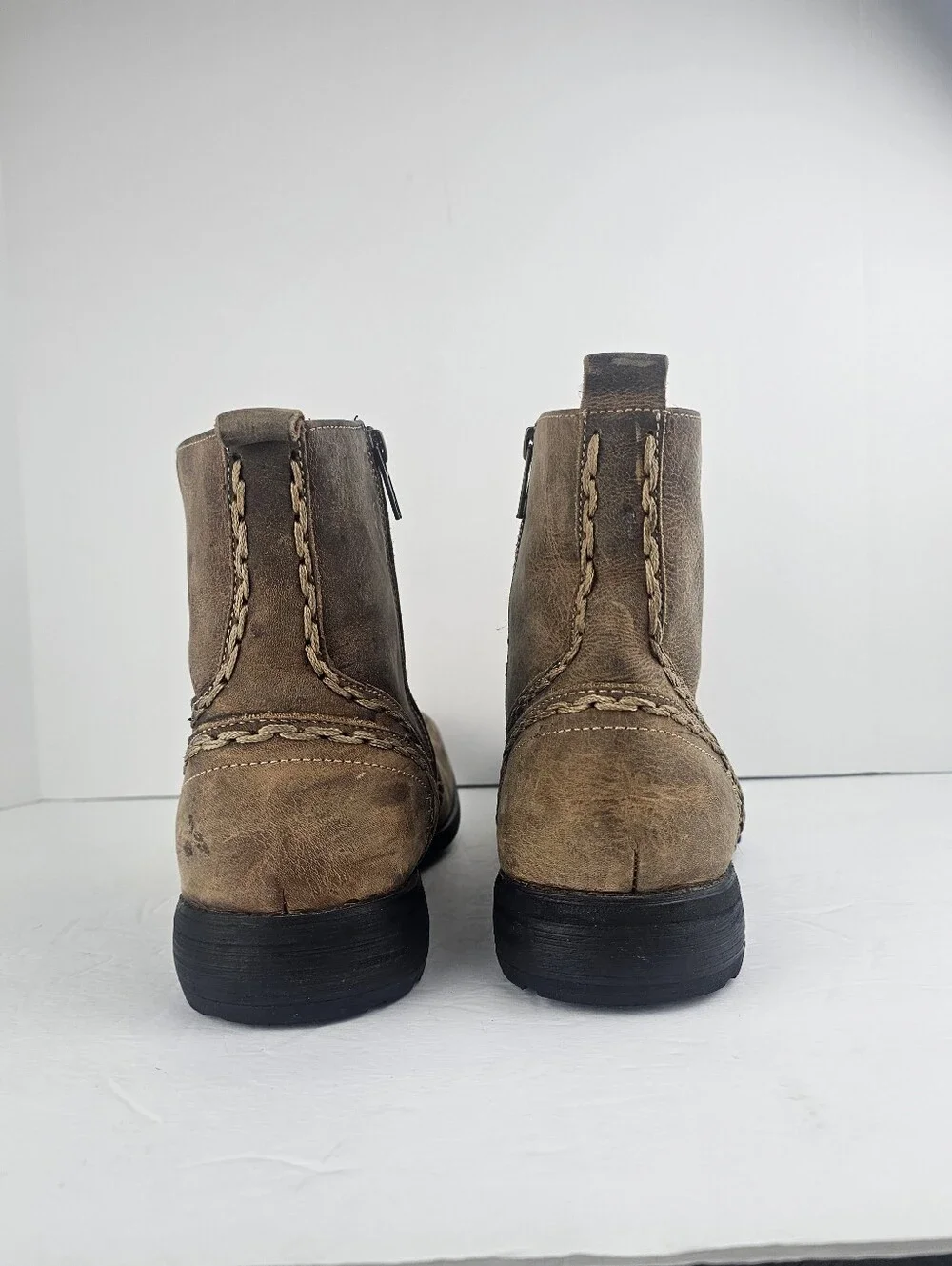 Bed Stu Revolution Men's Tan Boots Distressed Sz 8.5 Stitching